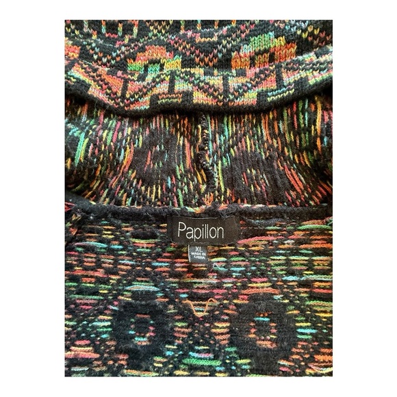 🌷3/$15🌷 Papillion Rainbow Aztec Zip Front Hooded Cardigan - Size XL - Picture 10 of 13